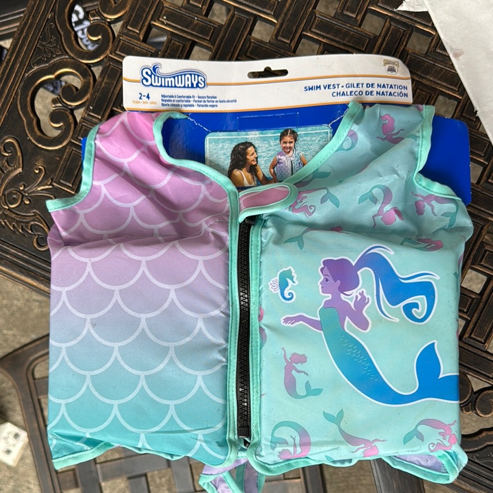 Mermaid Swimwear with Blue and Purple Gradient and Seahorse Motifs